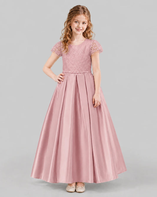Dusty Rose A-line Junior Bridesmaid Dresses Front