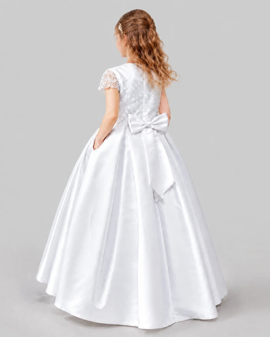 White A-line Junior Bridesmaid Dresses Back