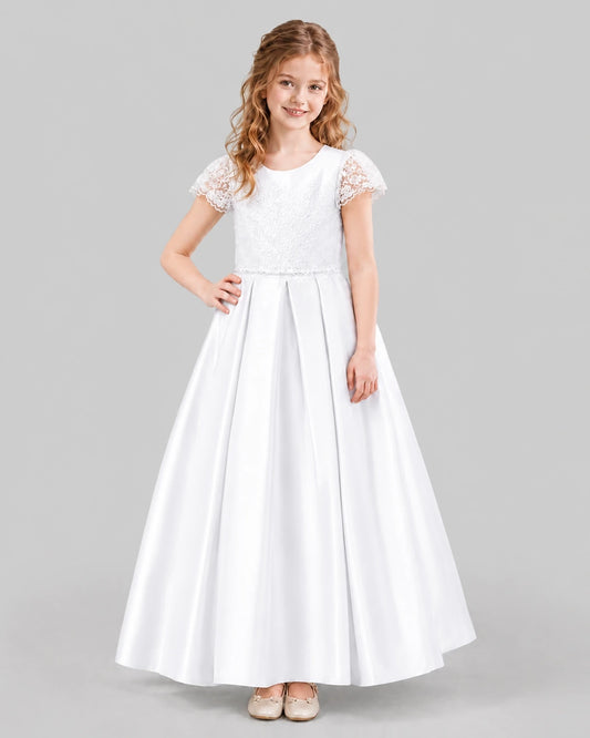 White A-line Junior Bridesmaid Dresses Front