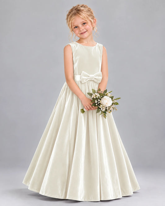 Ivory A-line Junior Bridesmaid Dresses Front