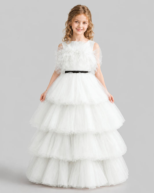 Ivory Ball Gown Girls Pageant Dresses Front