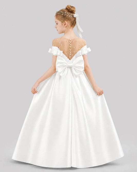 Ivory Ball Gown Girls Formal Dresses Back