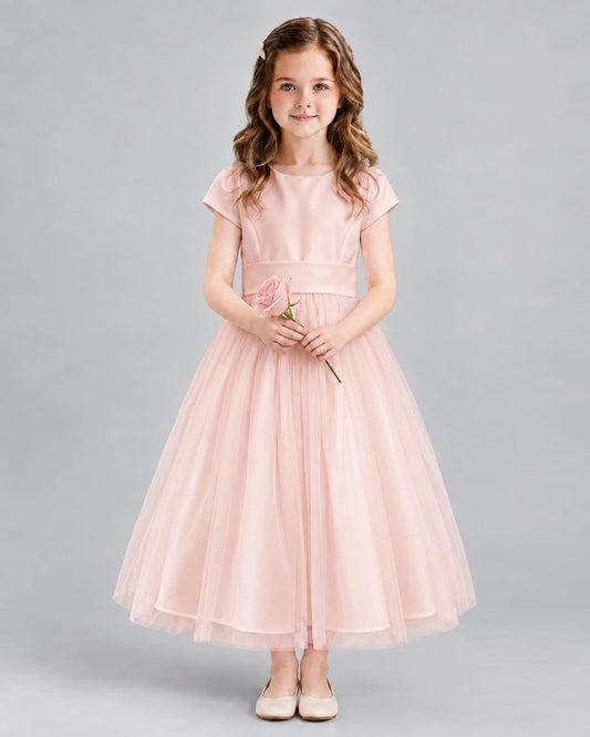 Blush Pink A-line Flower Girl Dresses Front