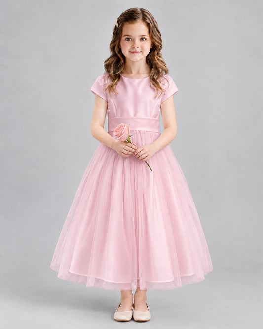 Pink A-line Flower Girl Dresses Front