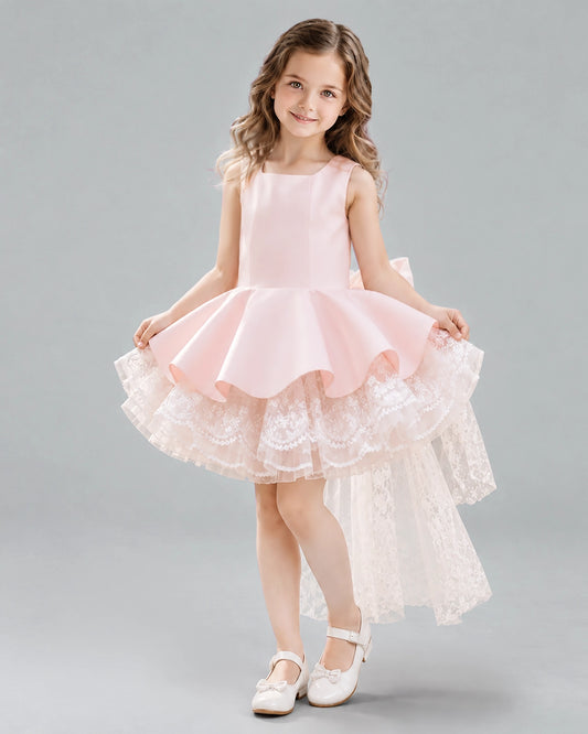 Pink A-line Girls Formal Dresses Front
