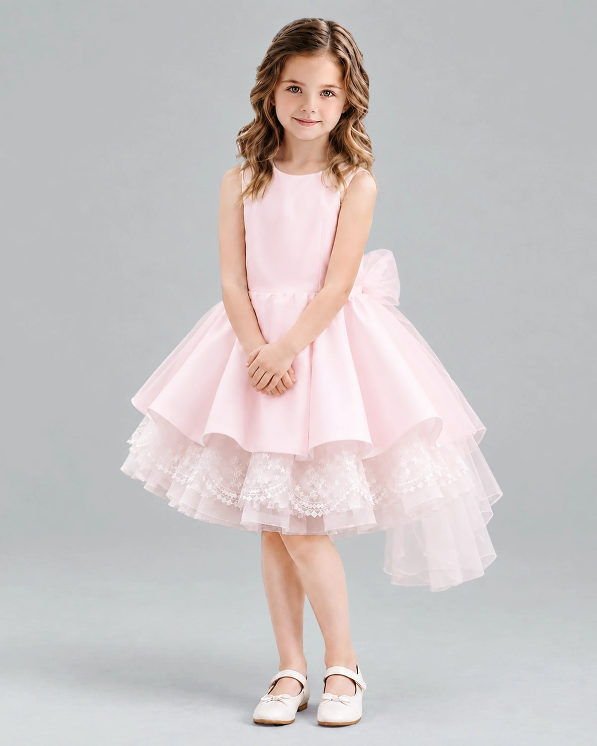 Pink A-line Girls Formal Dresses Pose