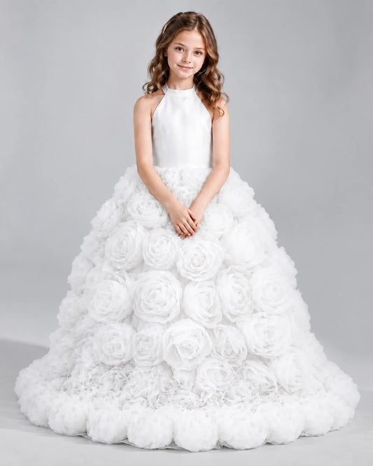 Ivory Ball Gown Girls Pageant Dresses Front
