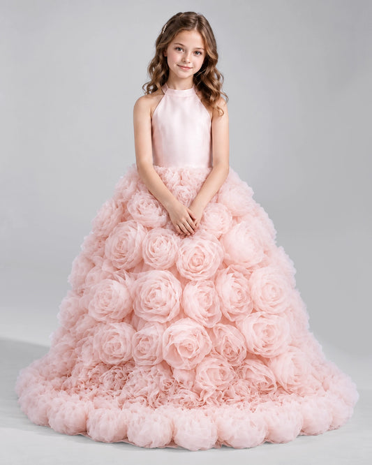 Pink Ball Gown Girls Pageant Dresses Front