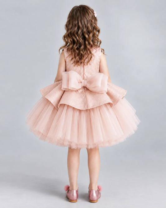 Blush Pink Ball Gown Girls Formal Dresses Back