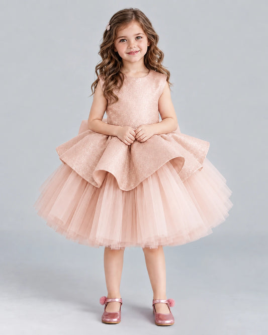 Blush Pink Ball Gown Girls Formal Dresses Front