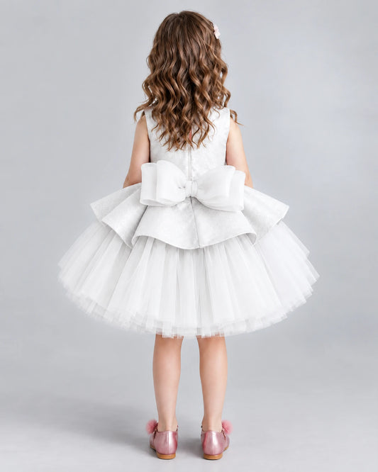 Ivory Ball Gown Girls Formal Dresses Back