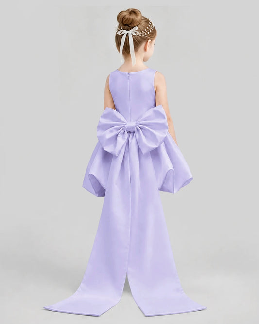 Lavender Flared Girls Formal Dresses Back