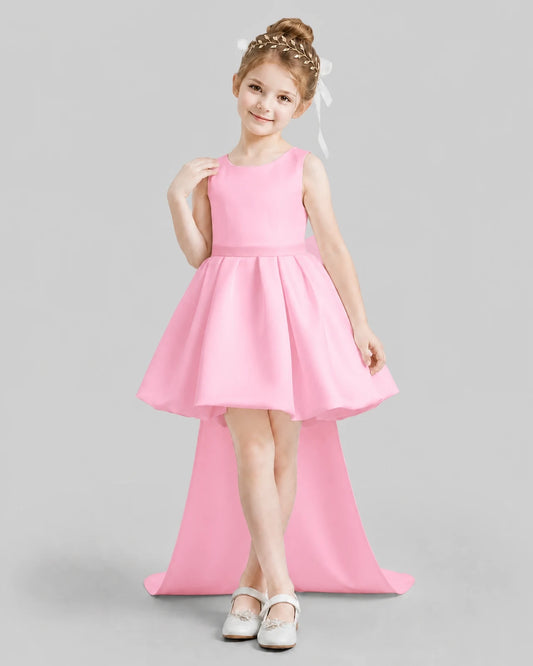 Pink Flared Girls Formal Dresses Front