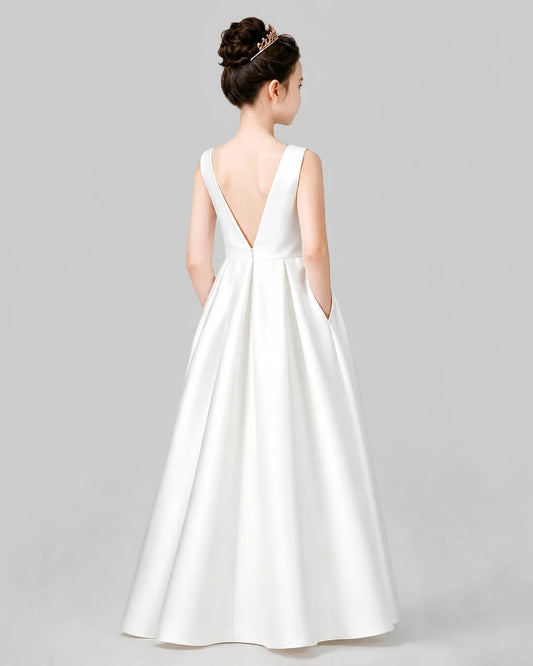 Ivory A-line Girls Formal Dresses Back