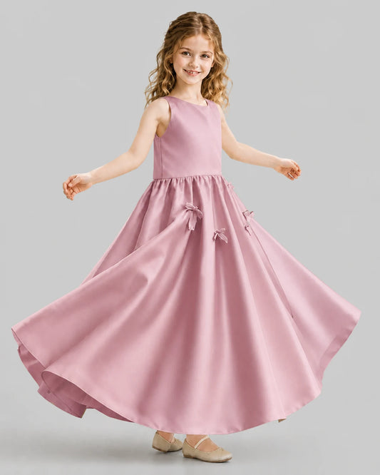 Dusty Rose A-line Girls Formal Dresses Front