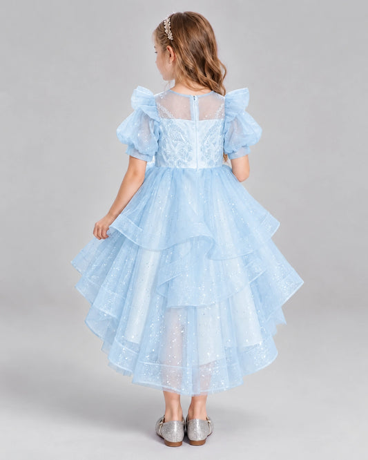 Baby Blue A-line Girls Pageant Dresses Back