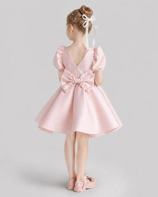 Blush Pink Flared Flower Girl Dresses Back