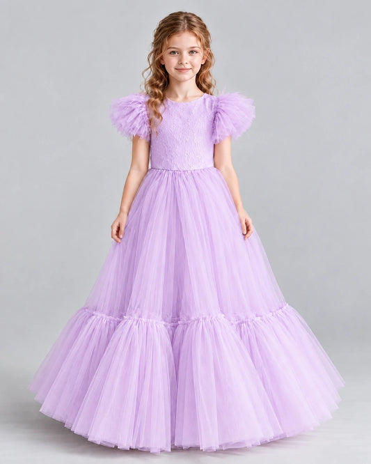 Lilac Ball Gown Girls Pageant Dresses Front