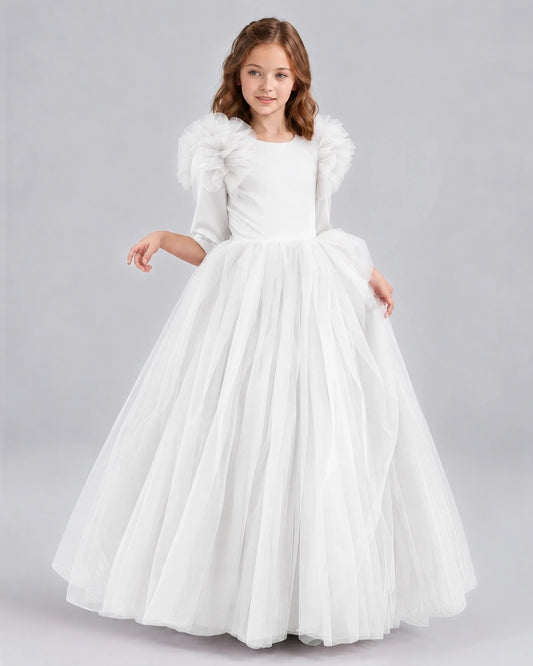 Ivory Ball Gown Girls Formal Dresses Front