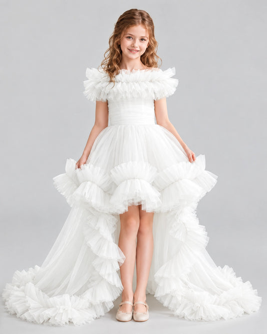 Ivory Ball Gown Girls Pageant Dresses Front