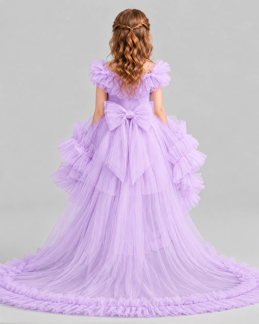 Lilac Ball Gown Girls Pageant Dresses Back