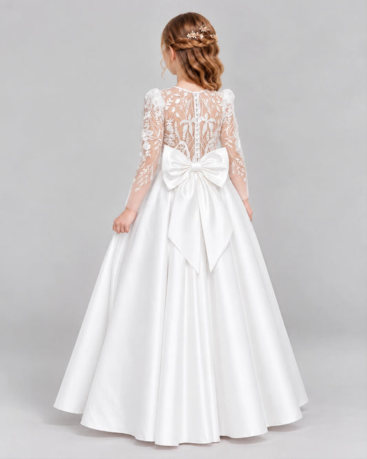 Ivory A-line First Communion Dresses Back