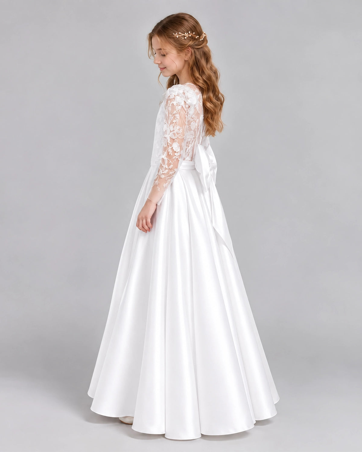 Ivory A-line First Communion Dresses Side