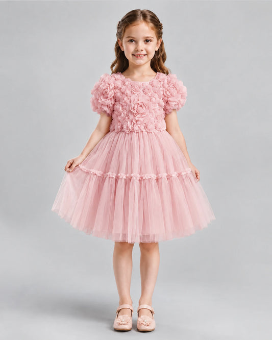 Pink A-line Flower Girl Dresses Front