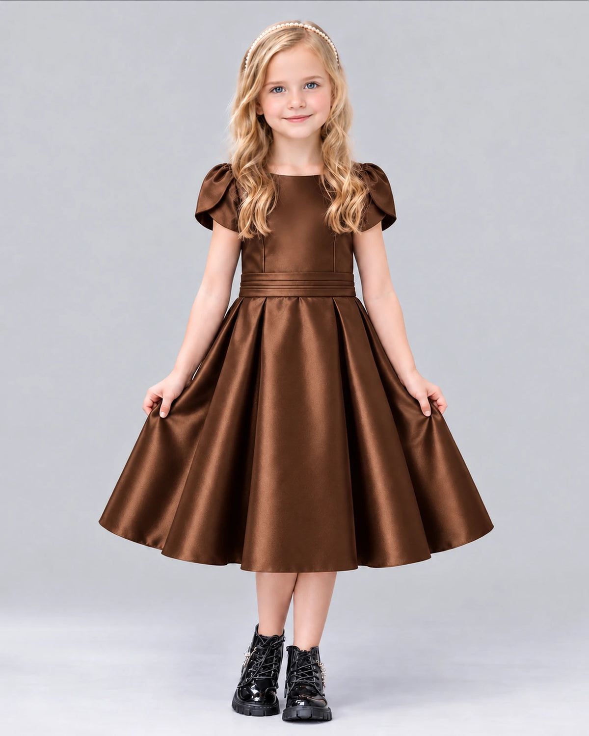 Chocolate A-line Girls Formal Dress Front