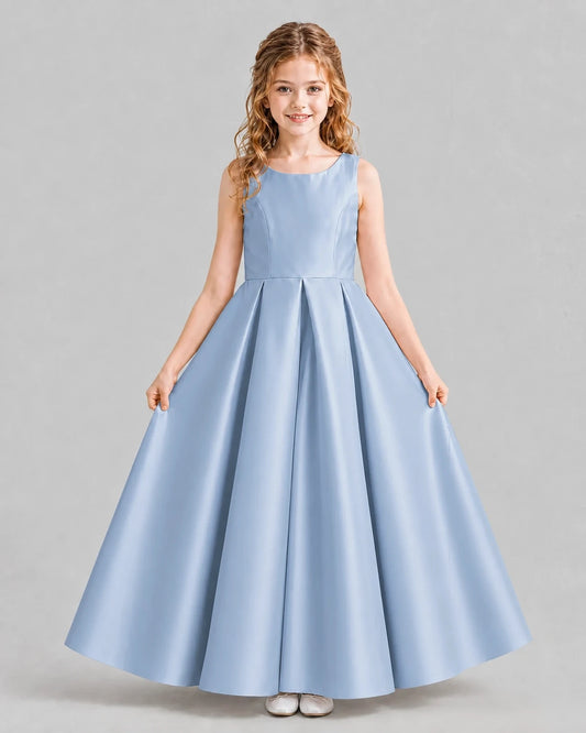 Dusty Blue Ball Gown Girls Formal Dresses Pose