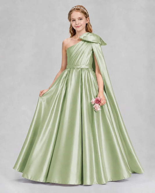 Sage Green Ball Gown Girls Formal Dresses Front