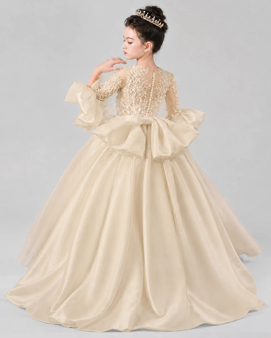 Champagne Ball Gown Flower Girl Dresses Back
