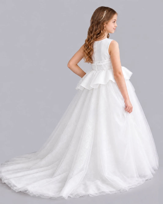 Ivory Ball Gown Girls Formal Dresses Back