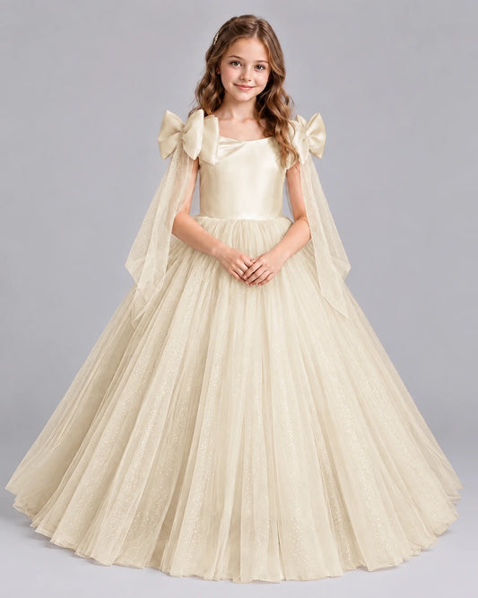 Champagne Ball Gown Girls Formal Dresses Front