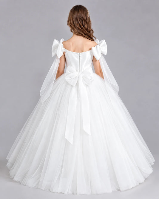 Ivory Ball Gown Girls Formal Dresses Back