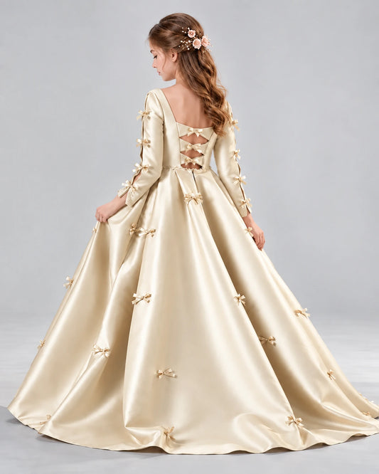 Champagne Ball Gown Girls Formal Dresses Back