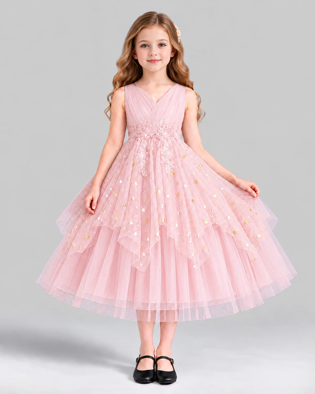 Pink Ball Gown Girls Formal Dress Front