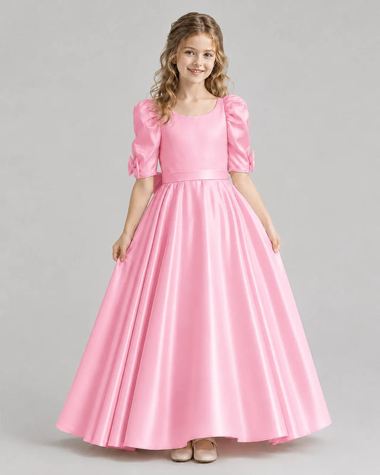 Pink Ball Gown Girls Formal Dresses Front