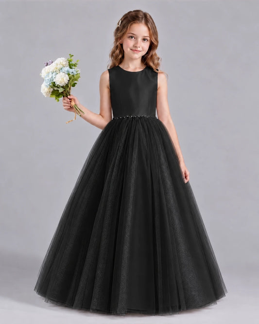 Black Ball Gown Flower Girl Dresses Front