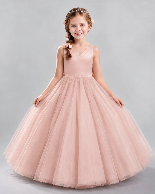 Blush Pink Ball Gown Flower Girl Dresses Front