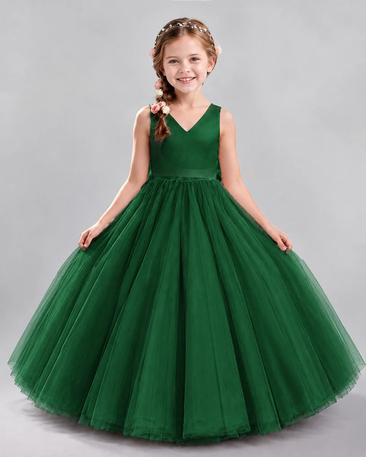 Dark Green Ball Gown Flower Girl Dresses Front
