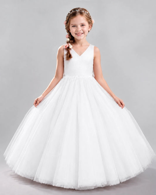 Ivory Ball Gown Flower Girl Dresses Front