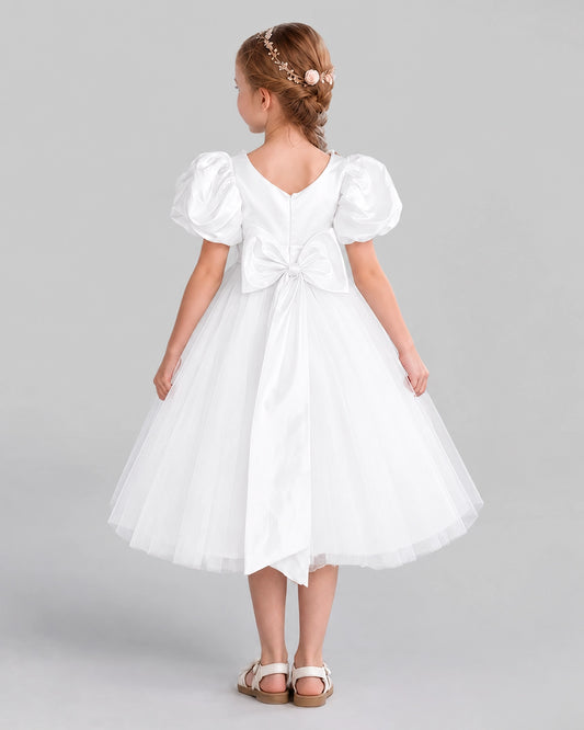 Ivory A-line Girls Formal Dresses Back