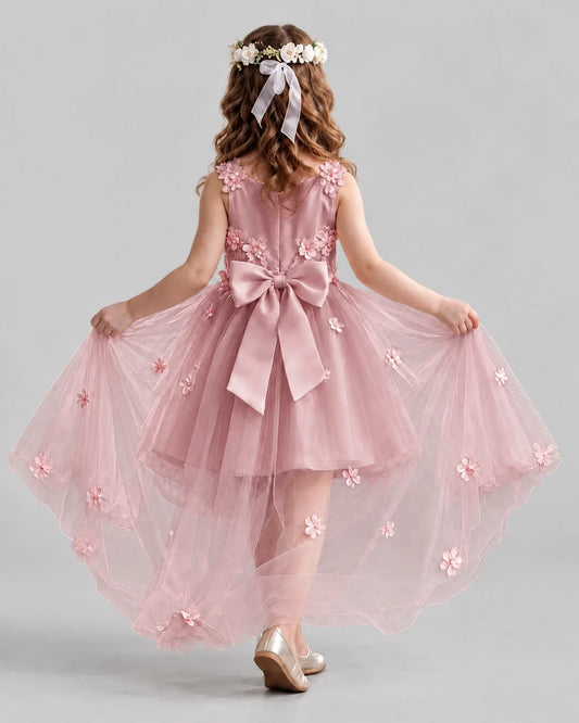 Blush Pink Ball Gown Flower Girl Dresses Back
