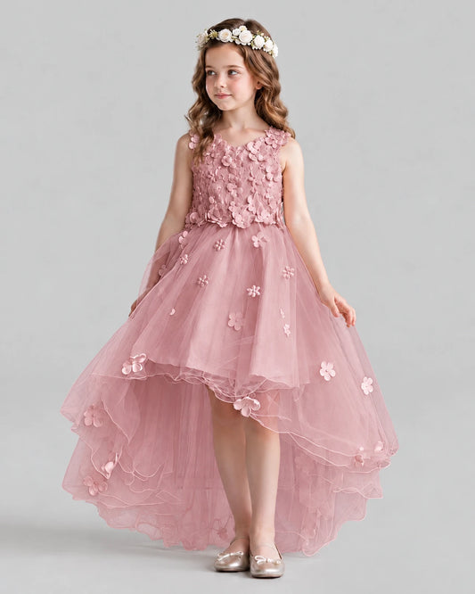 Blush Pink Ball Gown Flower Girl Dresses Pose