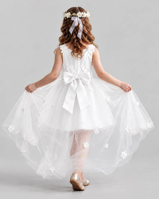 Ivory Ball Gown Flower Girl Dresses Back