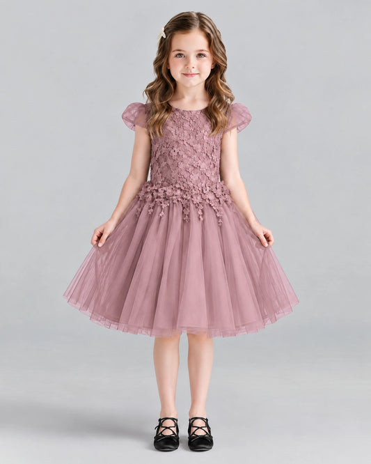Dusty Rose Ball Gown Girls Formal Dresses Front
