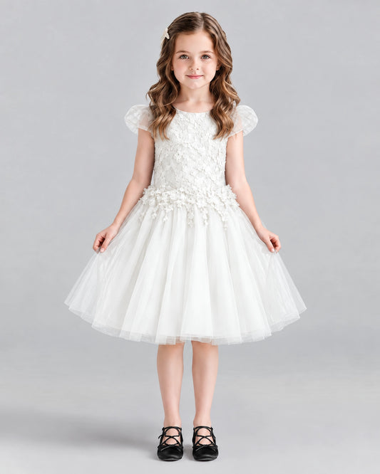Ivory Ball Gown Girls Formal Dresses Front