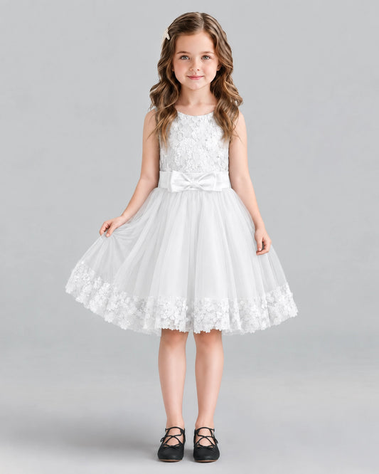 Ivory A-line Girls Formal Dresses Front