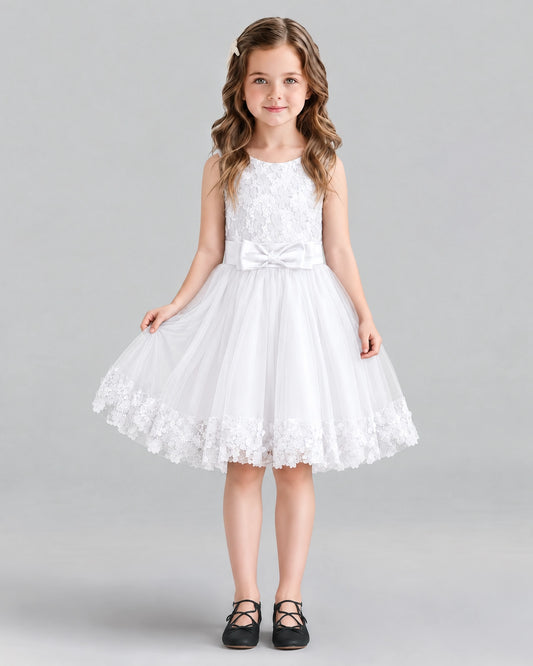 White A-line Girls Formal Dresses Front